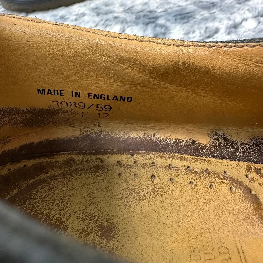 Dr. Martens 3989 Wingtip Brogues Black Leather Made in England Mens UK 12 US 13